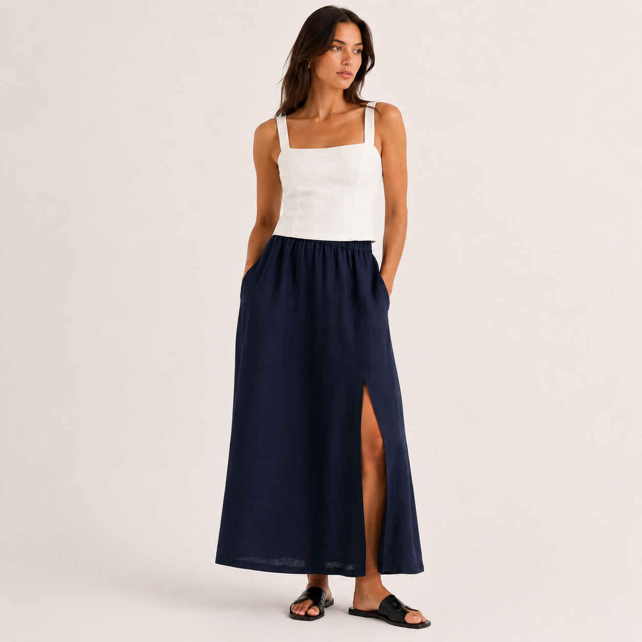 Amalfi European Linen Maxi Skirt