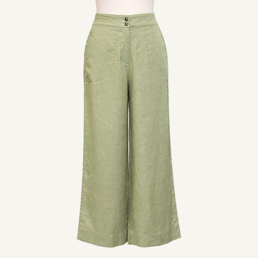 Coconut Grove Wide-Leg Linen Pants, women's European linen pants by HELINN