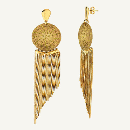 Aura Golden Fringe Earrings in Gold