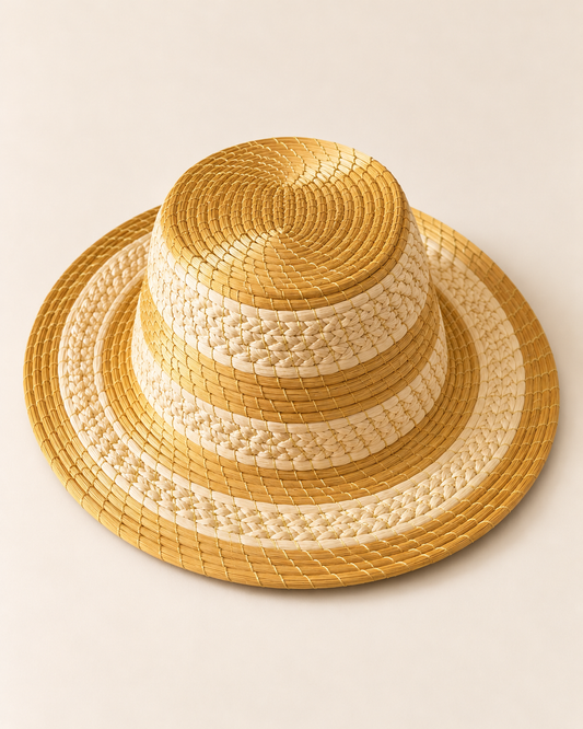 HELINN Sol Palha Golden Grass and Buriti hat alternate studio image