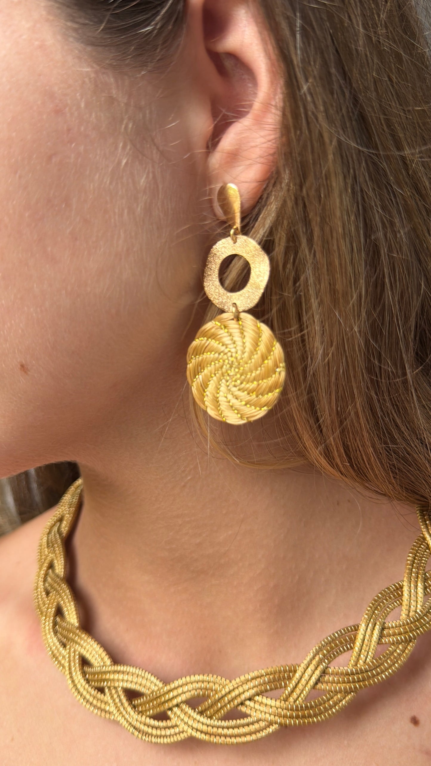 Golden Aura Solaris Statement Earrings