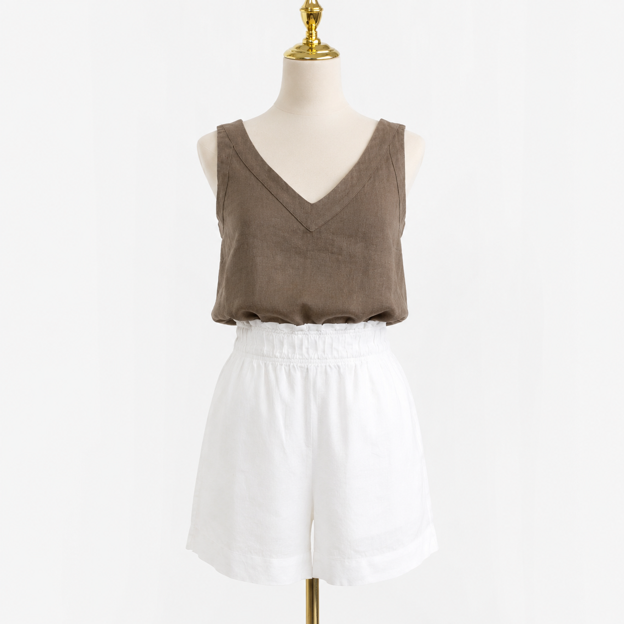 Marbella European Linen High-Waisted Shorts