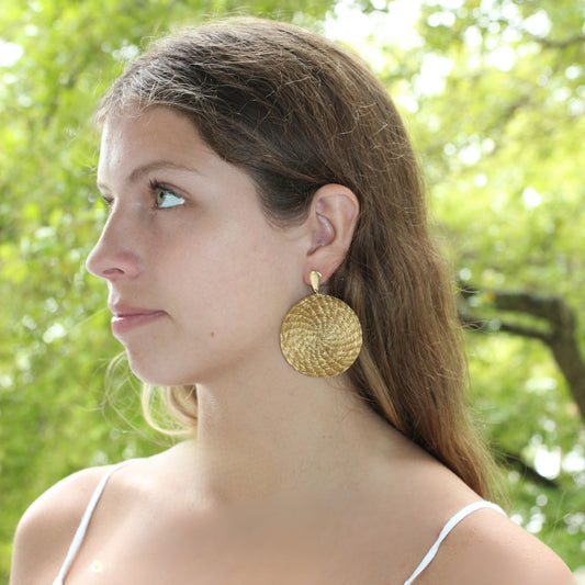 Golden Aura Sol Disc Earrings
