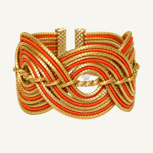 Ondas Douradas Golden Cuff Bracelet in Orange