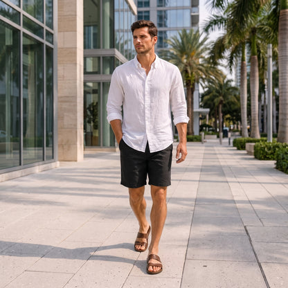 The Wynwood Man — Wynwood Linen Shirt + Biscayne Linen Shorts