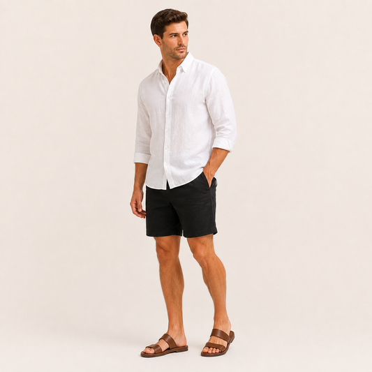 The Wynwood Man — Wynwood Linen Shirt + Biscayne Linen Shorts