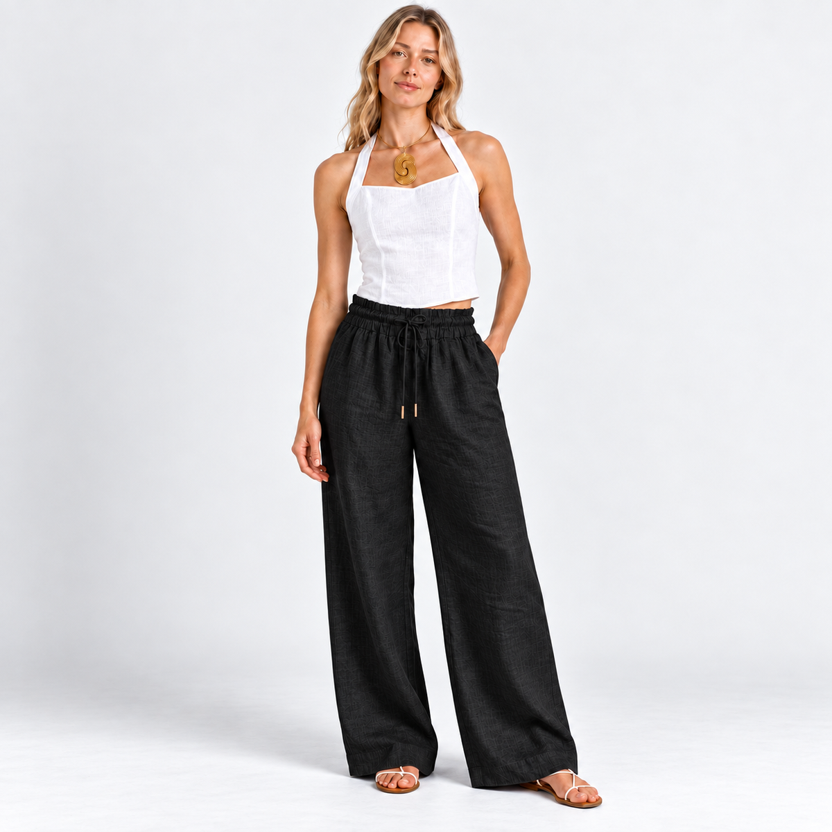 Siesta Key Wide-Leg Linen Pants