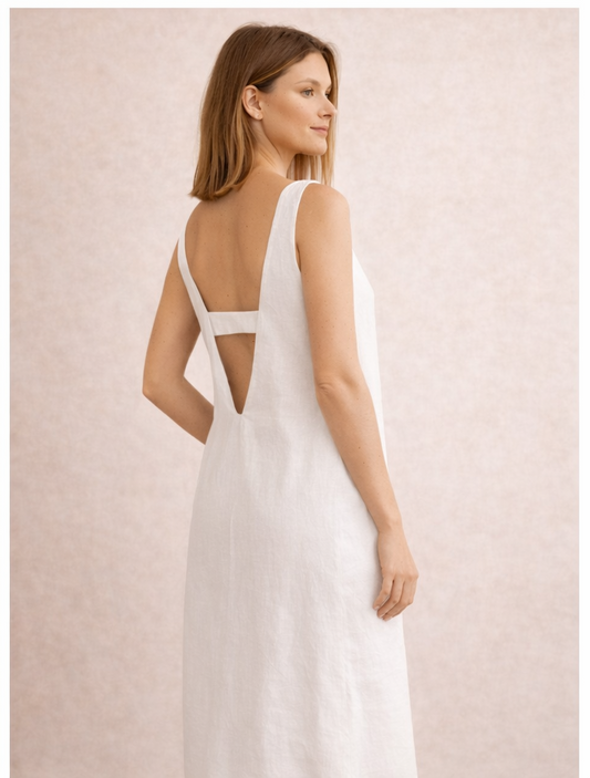 Naples Backless Linen Dress (Cut-Out)