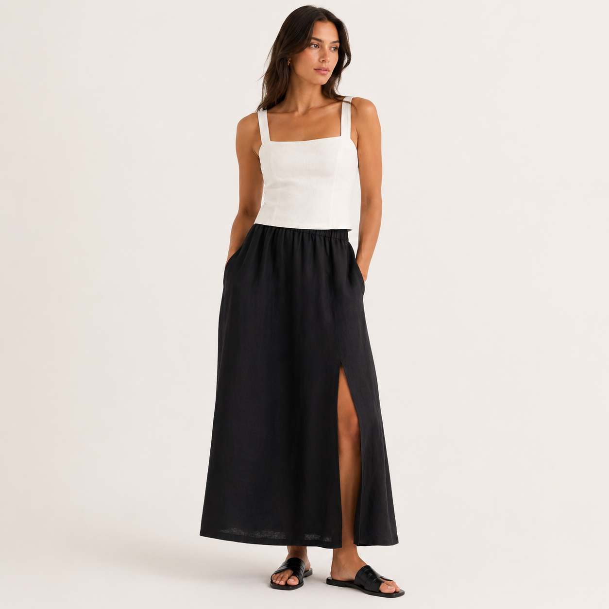 Amalfi European Linen Maxi Skirt
