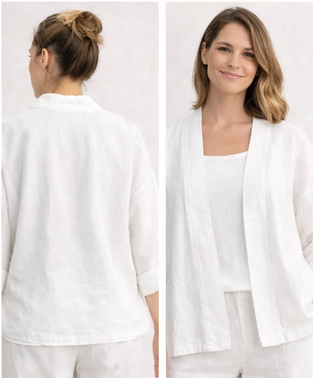 Belleair Kimono Jacket in White, product view