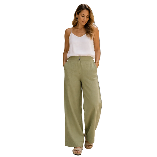 Coconut Grove Linen Pants in Coastal Green Sage, product image