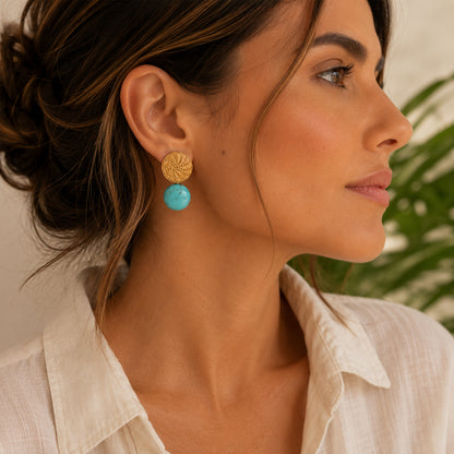 Aura Turquoise Disc Earrings