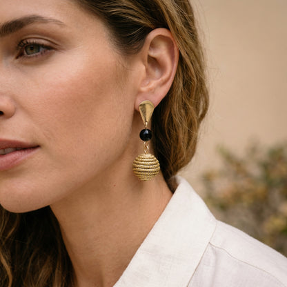 Golden Aura Noir Orbit Earrings