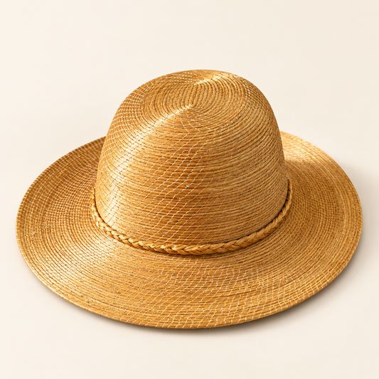 HELINN Sol Dourado handcrafted Golden Grass hat front view