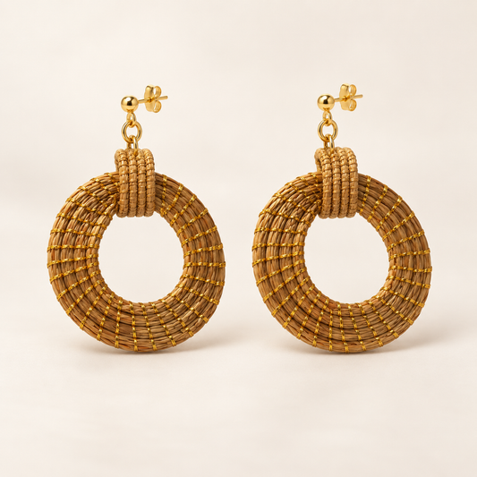 HELINN Sol Trancado Woven Circle Earrings studio product image