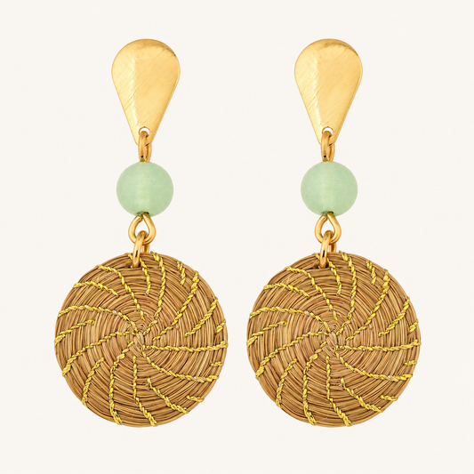 HELINN Verde Sol Woven Drop Earrings studio product image