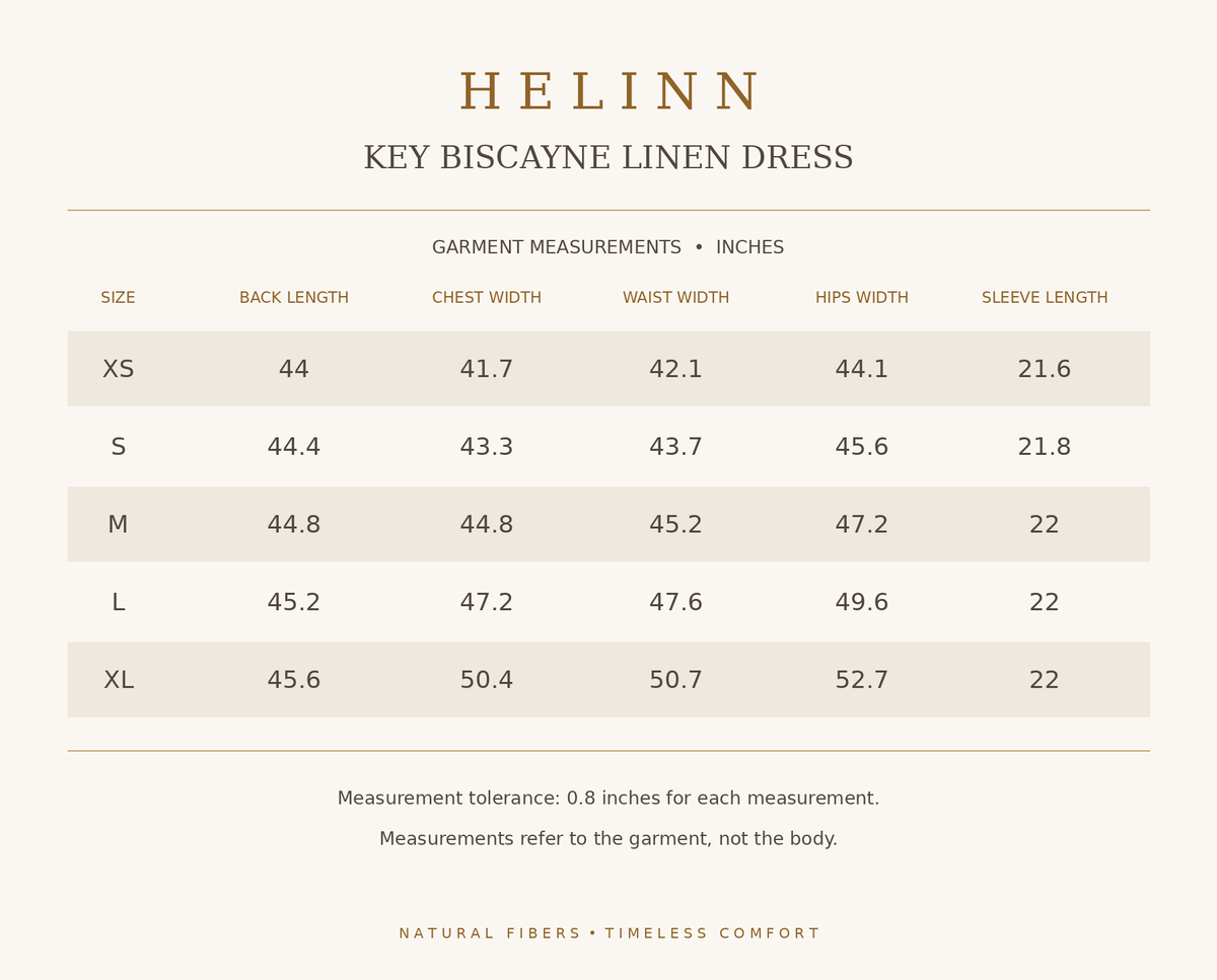 Key Biscayne Linen Dress size guide