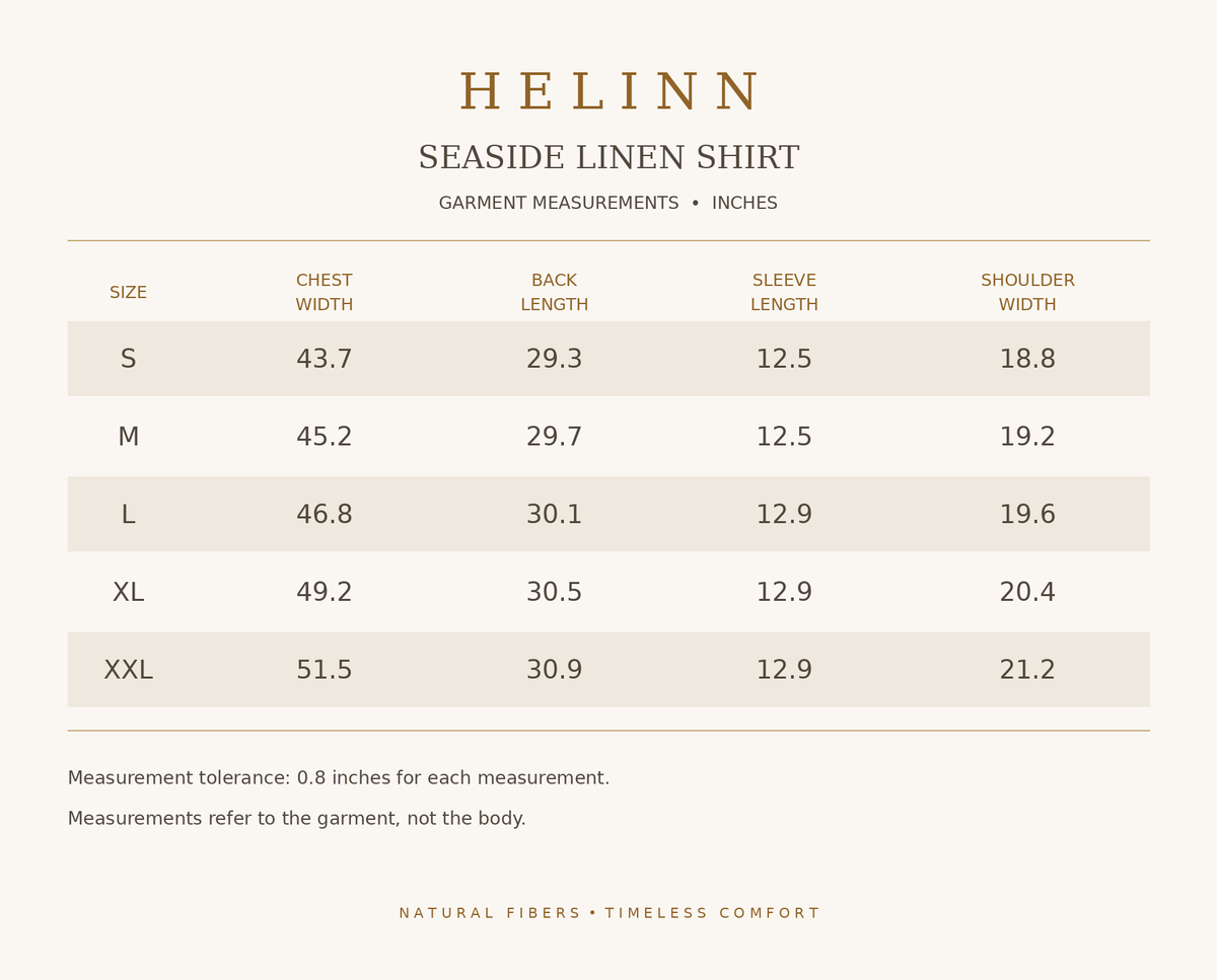 Seaside Linen Shirt size guide