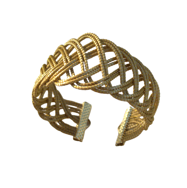 Gold bracelet on a white background