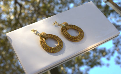 Mother’s Day Pairing – White Linen Jacket & Golden Grass Hoops