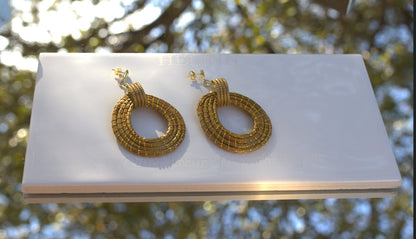 Mother’s Day Pairing – White Linen Jacket & Golden Grass Hoops