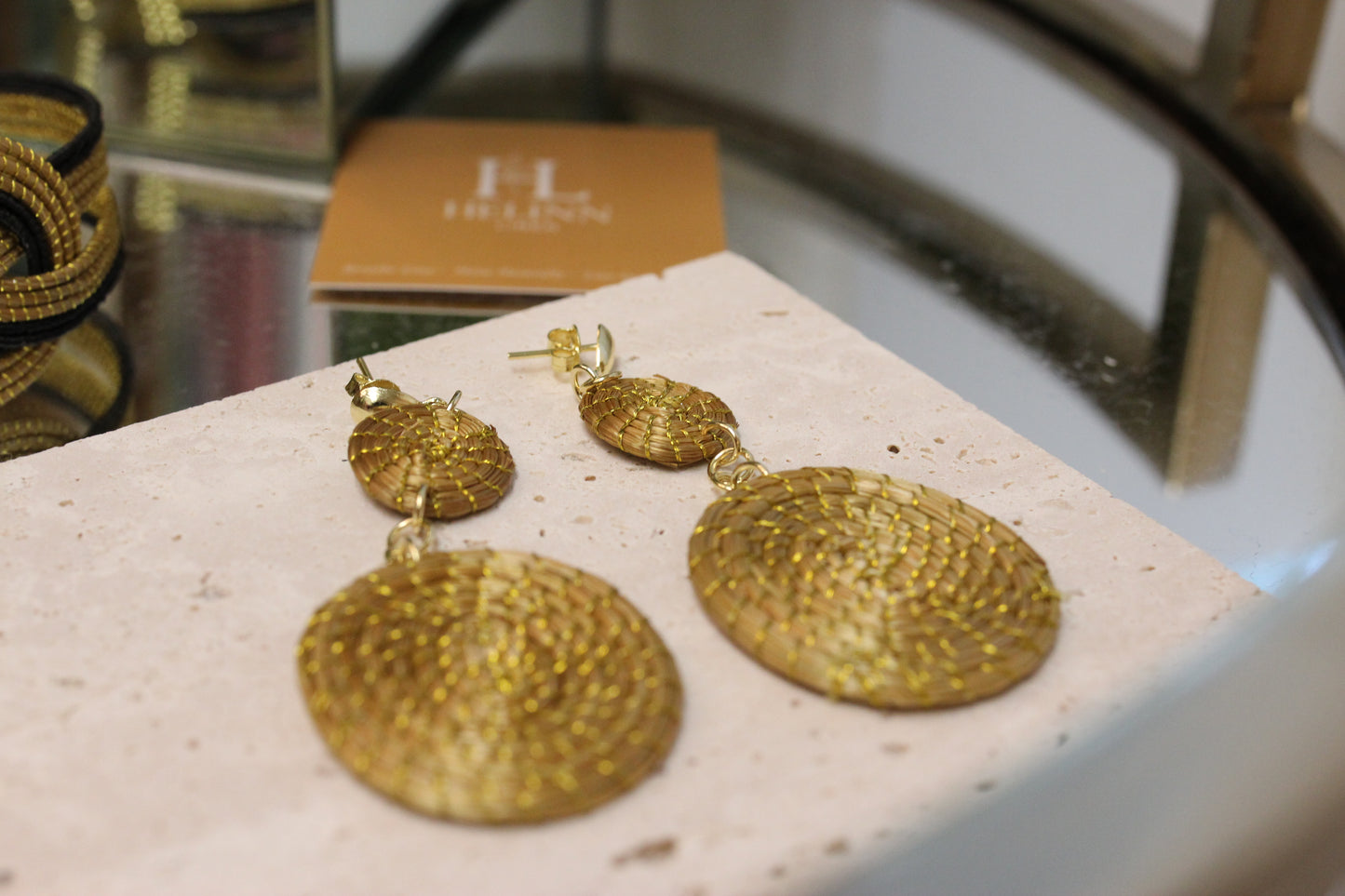 Mother’s Day Set – Linen Dress + Golden Grass Earrings