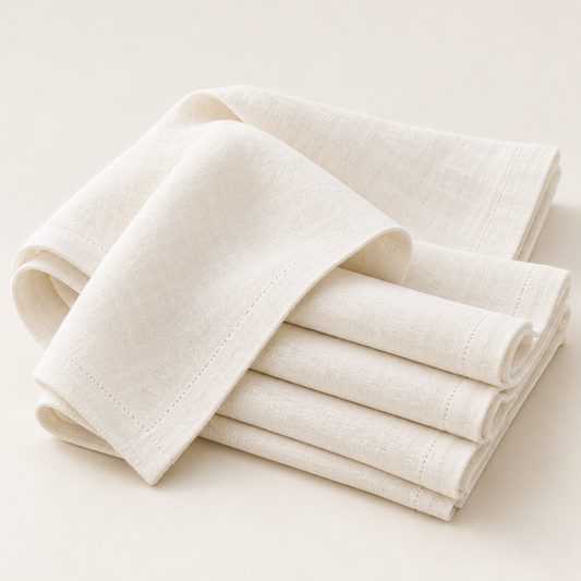 South Point European linen table napkins in White by HELINN