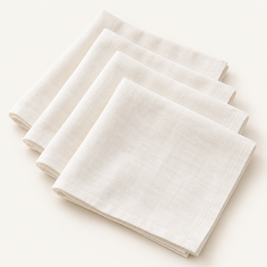 South Point European linen table napkins in White by HELINN