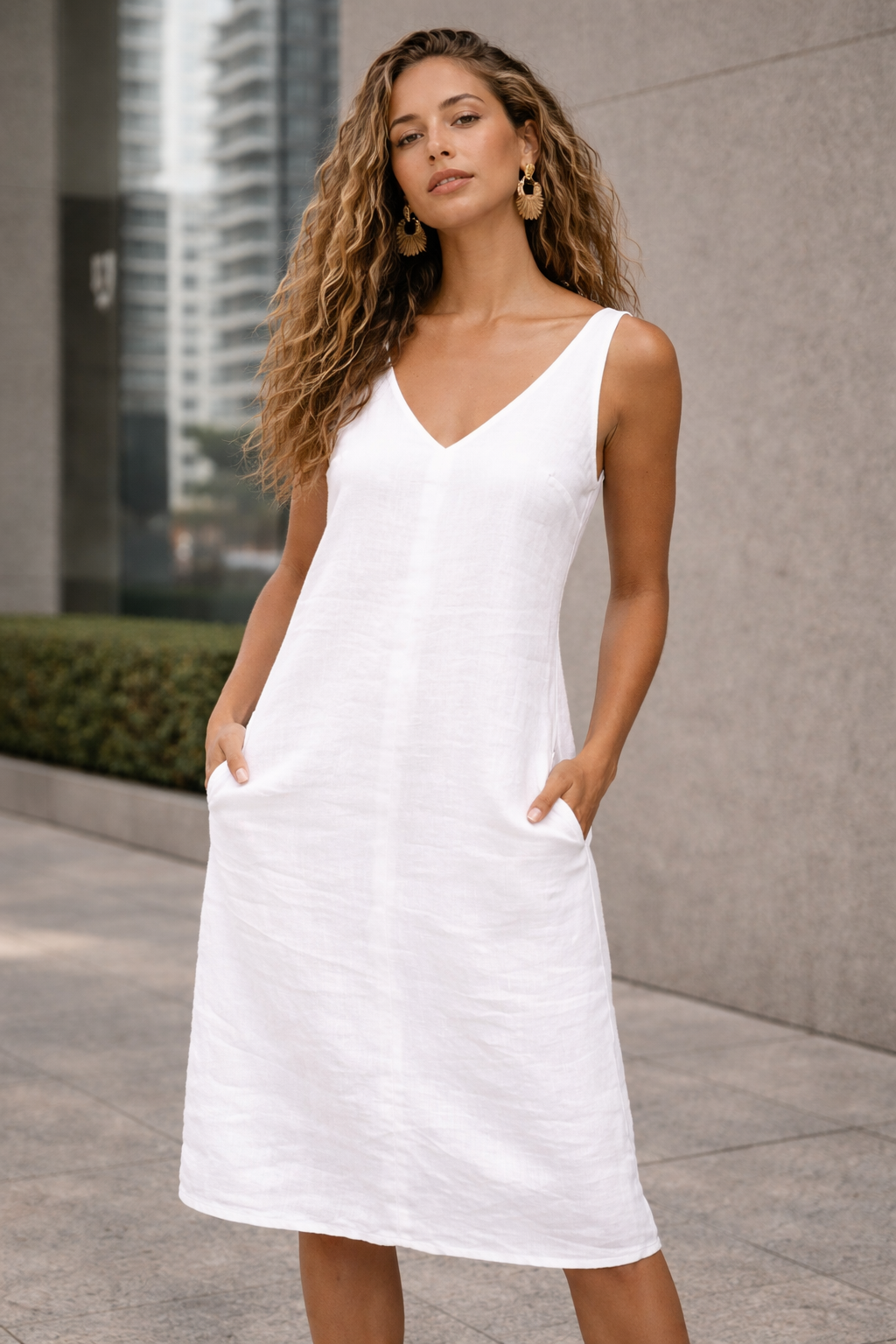 Naples Backless Linen Dress