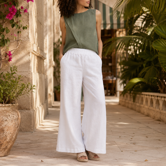 Marbella European Linen Wide-Leg Pants