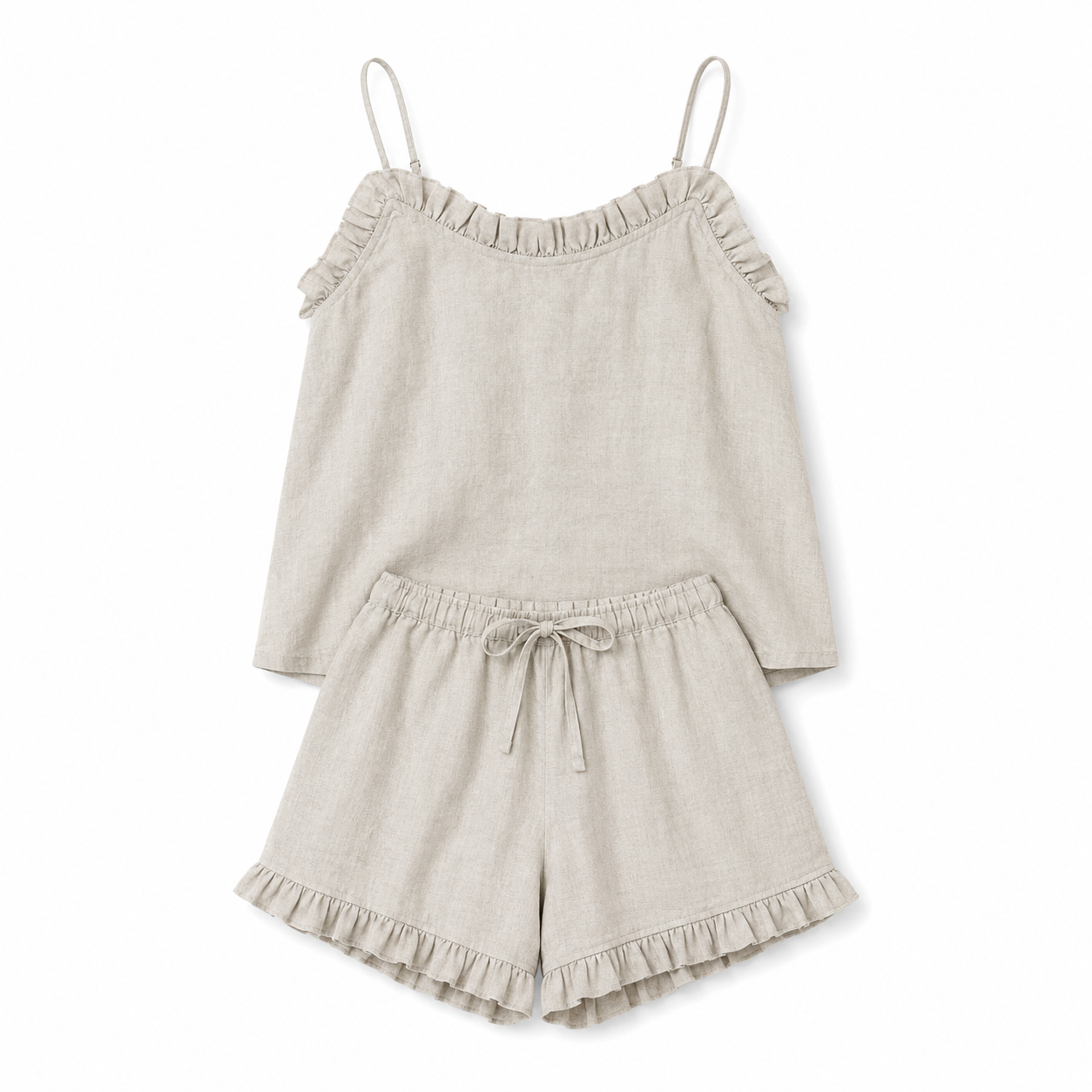 Siena Ruffle Linen Pajama Set