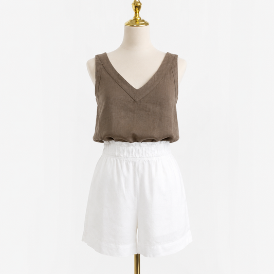 Marbella European Linen High-Waisted Shorts