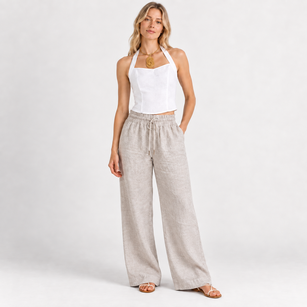 Siesta Key Wide-Leg Linen Pants