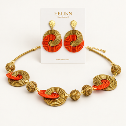 Toque de Sol Golden Grass necklace with colored thread by HELINN