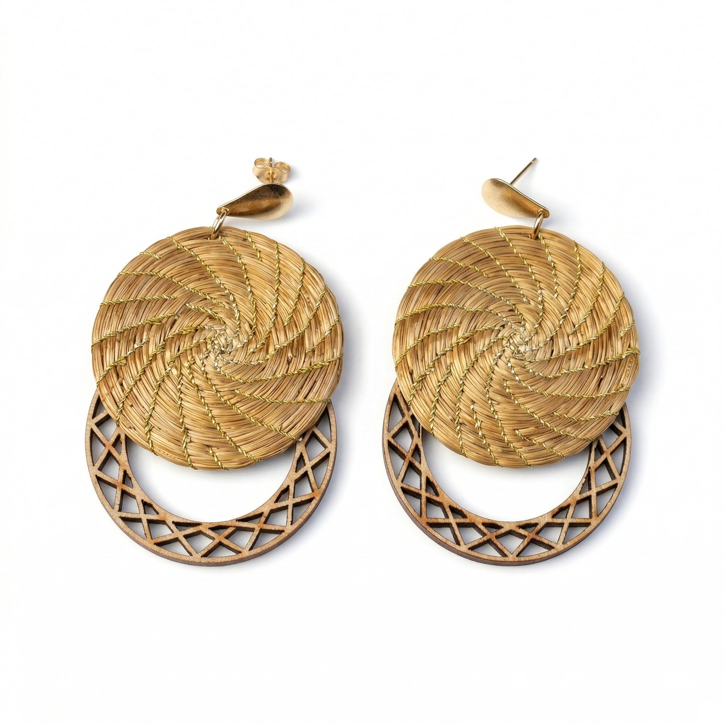 Golden Aura Eclipse Statement Earrings