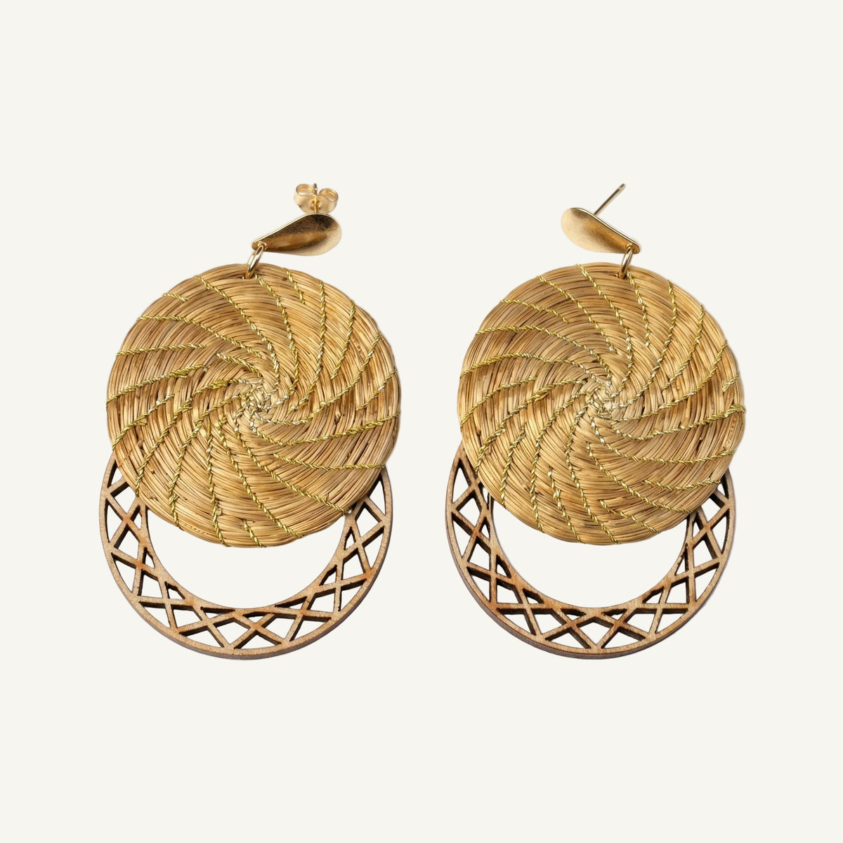 Golden Aura Eclipse Golden Grass Statement Earrings by HELINN