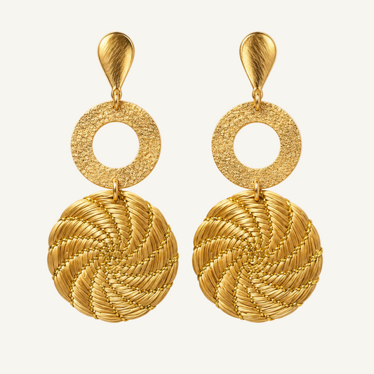 Golden Aura Solaris Golden Grass Statement Earrings by HELINN