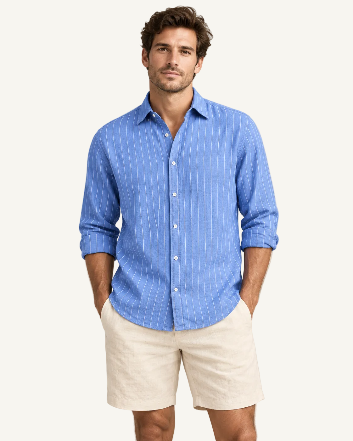 Destin Linen Shirt, men's long-sleeve European linen button-down by HELINN