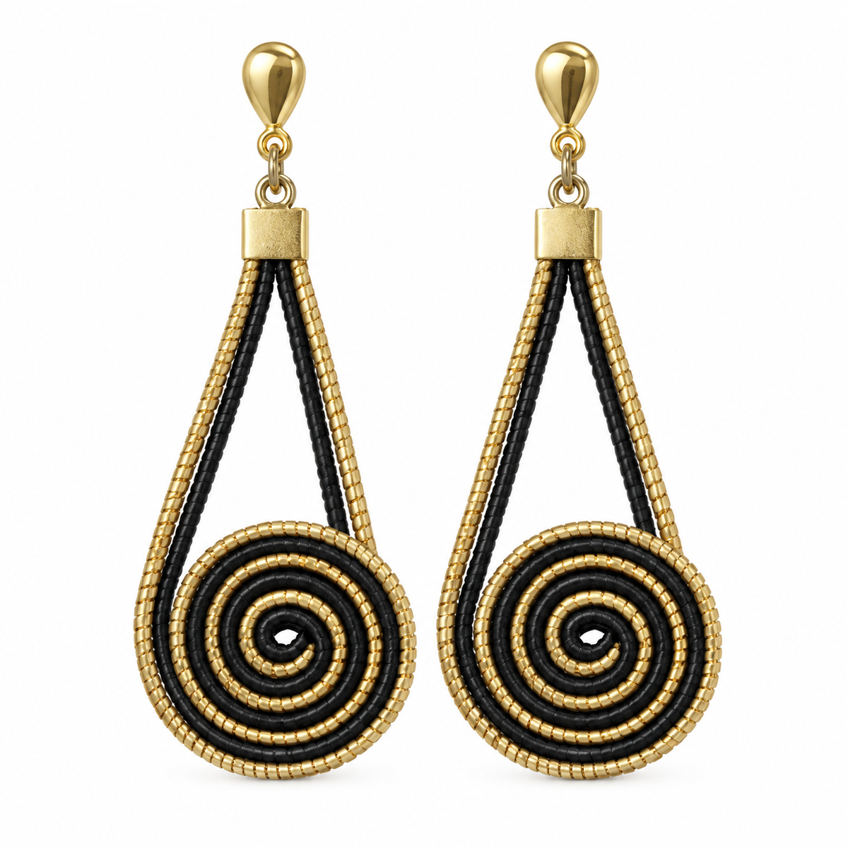 Espiral do Cerrado Golden Natural Fiber Earrings