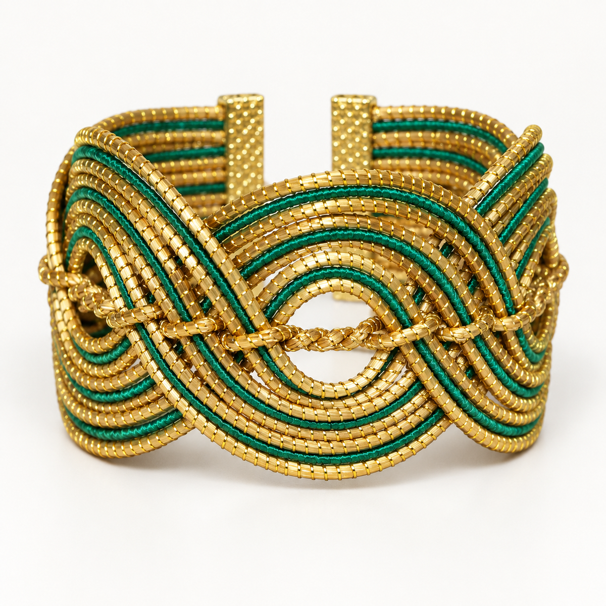 Ondas Douradas Golden Cuff Bracelet in Green