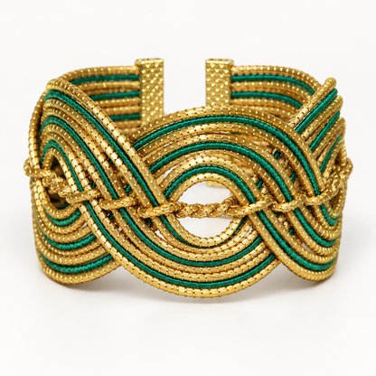 Ondas Douradas Golden Cuff Bracelet in Green
