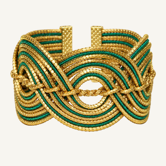 Ondas Douradas Golden Cuff Bracelet in Green