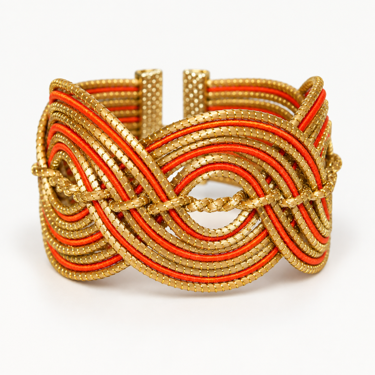 Ondas Douradas Golden Cuff Bracelet in Orange