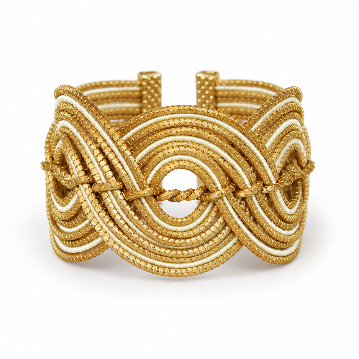 Ondas Douradas Golden Cuff Bracelet in White