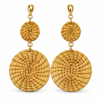 Ventos do Cerrado Golden Natural Fiber Earrings