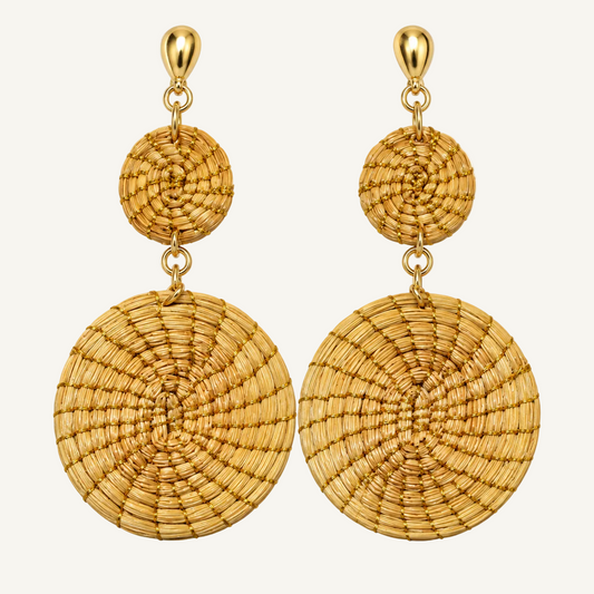 Ventos do Cerrado Golden Grass double-circle earrings by HELINN