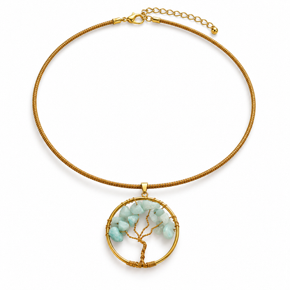 Vida Árvore da Vida choker in Aqua Blue natural stones