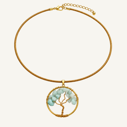 Vida Árvore da Vida choker in Aqua Blue natural stones
