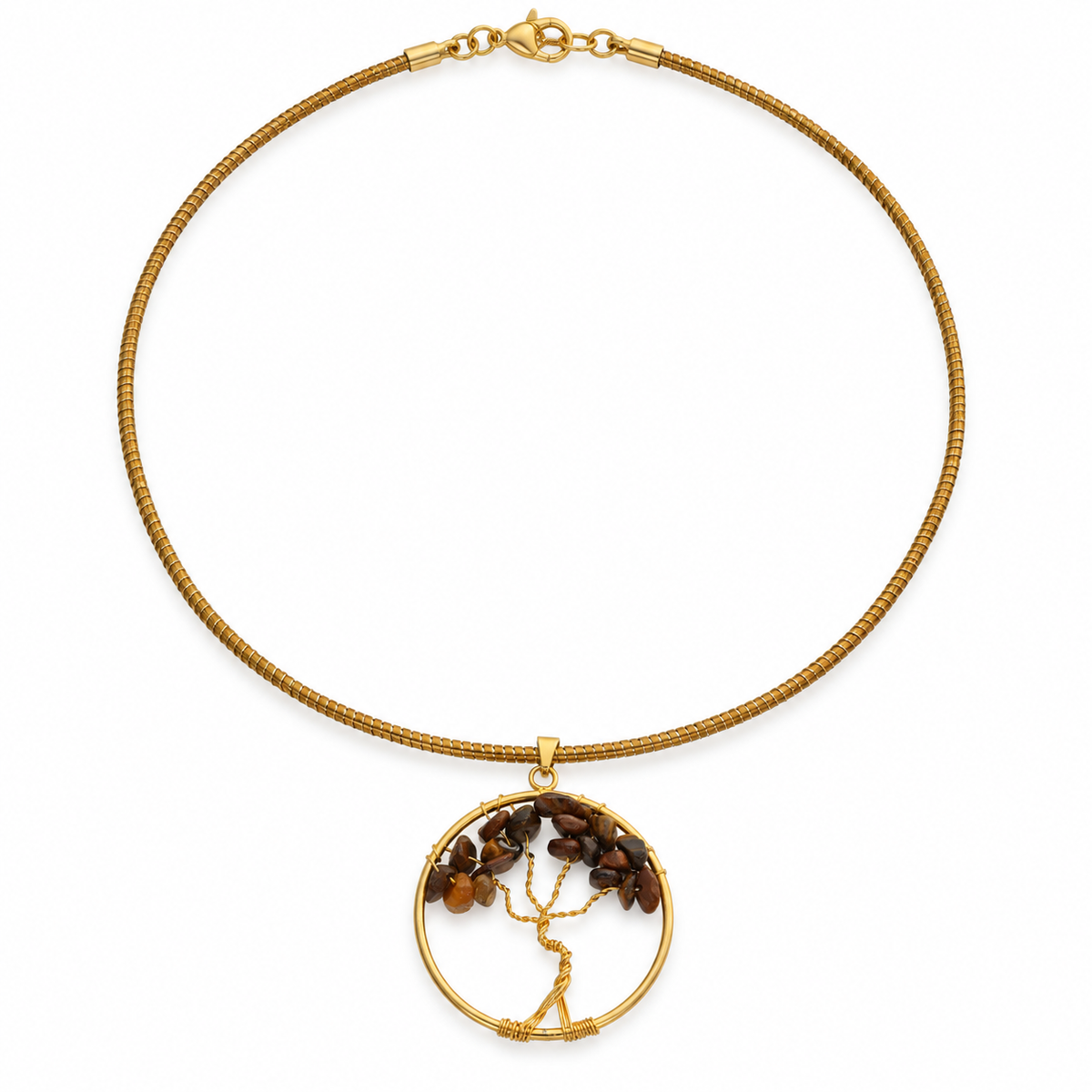 Vida Árvore da Vida choker in Earth Brown natural stones