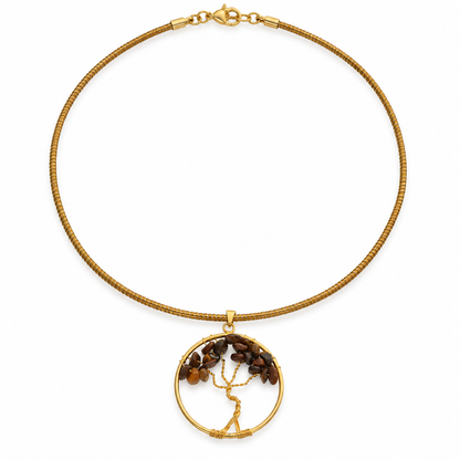 Vida Árvore da Vida choker in Earth Brown natural stones